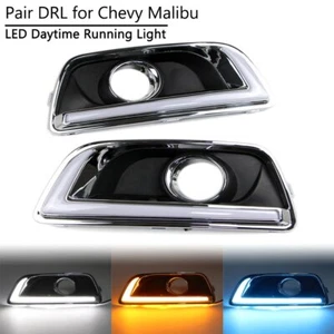 For Chevy Malibu 2013 2014 LED DRL Daytime Running Light 3 Color Fog Lamp w Turn - Picture 1 of 12