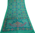 Sushila Vintage Green Scrap Saree 100% Pure Silk Printed Soft Sari Craft Fabric