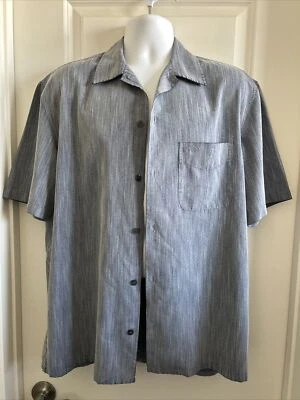VTG Guess Jeans USA Men's Large Classic Fit Heather Blue Rayon Button Shirt - Image 1 of 4