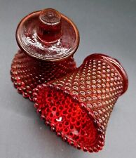 2 VTG Homco Home Interiors Hobnail ruby Red Glass Votive Cups Candle Holders