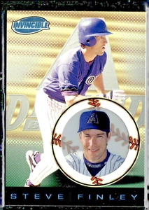 Pacific Invincible 1999 platino azul paralelo en blanco serie #6 Steve Finley 1/1 - Imagen 1 de 2