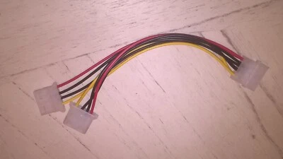 8'' 4-pin Molex Male to 2x Female Power Y-Splitter Cable IDE IP4 Ext. Adapter - Image 1 of 4