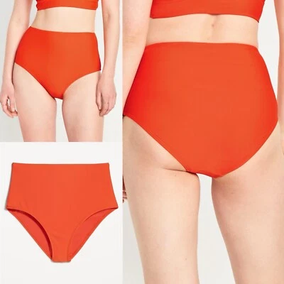 Pantalones de natación de bikini Old Navy para mujer de talle alto corte francés naranja talla XS M 4X Foto 1 de 4
