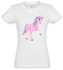 Pink Unicorn Women T-Shirt Toon Cartoon Comic Look Princess Fairies Fun Music