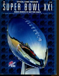 Super Bowl XXI 21 Program Broncos v Giants Simms MVP Rose Bowl Ex 56164 - Imagen 1 de 1