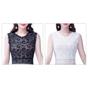 Mezza camicia donna Paisley pizzo floreale senza maniche colletto staccabile scollo a O Dickey - Foto 1 di 11