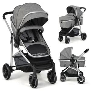 2 in 1 Convertible Baby Stroller High Landscape Baby Stroller W/ Reversible Seat - Picture 1 of 13