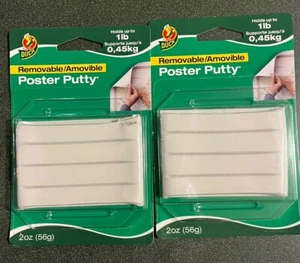 Two Pack Duck Brand Reusable and Removable Poster Putty for Mounting, White New - Picture 1 of 2