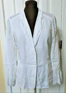 Eileen Fisher Linen two buttons Blazer L White Long sleeve Pockets NWT $218 - Picture 1 of 9