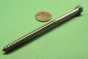 316 Stainless Steel Hex Head Lag Screw 5/16 Threads x 5.00" Length, 5 pcs - Picture 1 of 11