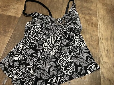 Camiseta sin mangas de natación Jaclyn Smith Tankini para mujer talla 10 negra traje de baño top de natación Foto 1 de 2