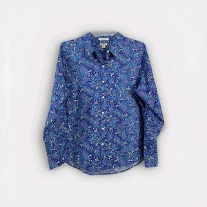 L.L.Bean Shirt Mens XL Blue Floral Wrinkle Free Button Down Long Sleeve Cotton - Picture 1 of 12