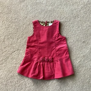 GYMBOREE 6-12 MONATE PULLOVERKLEID, REISSVERSCHLUSS HINTEN, STOFF BLUMEN, GERAFFT AM SAUM - Bild 1 von 3