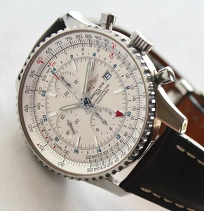 BREITLING Mens Watch, A24322 NAVITIMER WORLD GMT 46mm automatic, white dial, WOW - Picture 1 of 8