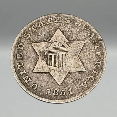 1851 Three Piece Silver Ungraded Circulated Trime Mark Coin - Image 1 of 4