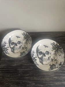 Prima Design Halloween Skull Gothic Cobweb Bowl Spooky Set Of 2 New 22cm - Picture 1 of 9