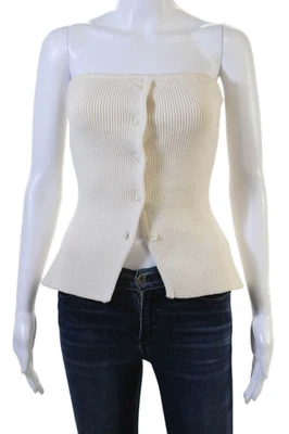 Camiseta sin mangas DH para mujer beige sin mangas con botones mezcla de algodón talla M Foto 1 de 4