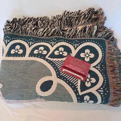 Manta Jacquard Tapiz Real Muñecas Porcelana Chatham De Colección, Tejida Foto 1 de 4