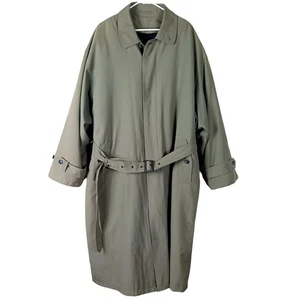 Pierre Cardin Trench Coat Mens 44R Green Belted Removeable Liner Academia - Picture 1 of 18