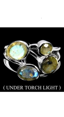 925 Sterling Silber Ring Oval Labradorit 8x6mm Natur Edelstein Schmuck - Bild 1 von 4