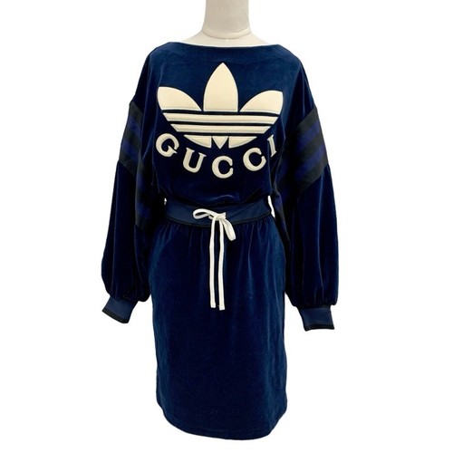 Gucci Adidas Vestito Logo Cotone Navy r10_0711