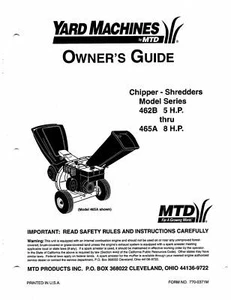 MTD Chipper Shredder Manual Model No. 462B thru 465A - Picture 1 of 1