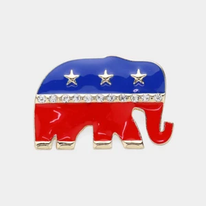 USA donkey elephant pin brooch - Picture 1 of 3