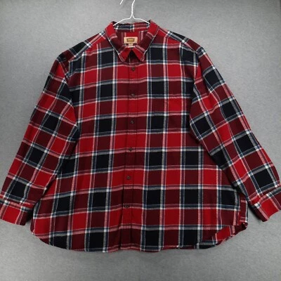 Foundry Shirt Mens 3XL Red Plaid Long Sleeve Pocket Cotton Flannel Button Down - Image 1 of 4