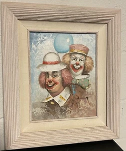 William Moninet Clown Balloon Original Framed Art Oil Painting Signed - Picture 1 of 6