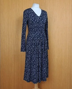 Max Mara Midi Dress Urago Size Medium Navy Blue White Long Sleeve Jersey - New - Picture 1 of 10