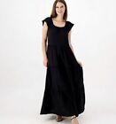 Attitudes By Renee Regular Riviera Sand Peasant Maxi Dress Black Choose Size