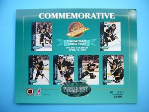 1993/94 PARKHURST CANADIAN ARENA TOUR PANEL PHOTO VANCOUVER CANUCKS PAVEL BURE
