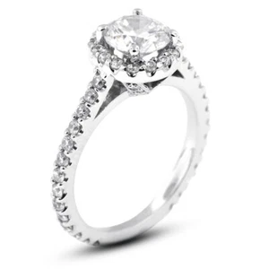2.82ct E/SI2 Round Earth Mined Certified Diamonds Platinum Halo Engagement Ring - Picture 1 of 16