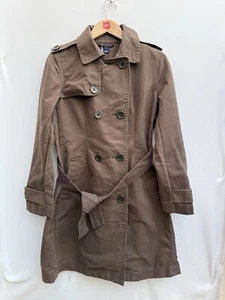 Vintage Gap Y2K Double Breasted Midi Belted Trench Coat Brown Woman's Medium - Picture 1 of 17