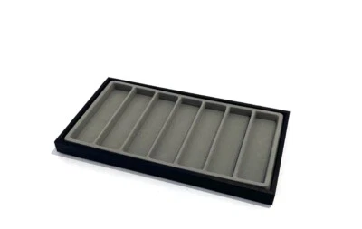 Pulsera de madera manchada negra cadena joyería gris 7 ranuras forro exhibición bandeja apilable Foto 1 de 4