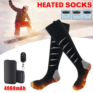 1 Pair 4000mAh Winter Electric Heated Sock Thermal Skiing Outdoor Feet Warmer - Picture 1 of 87
