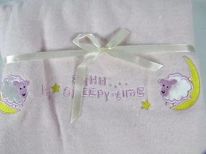 MWW Market Shhh Its Sleepy Time Baby Blanket Pink Sheep Moon Cotton BRAND NEW - Picture 1 of 5