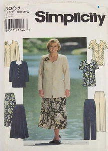 Simplicity 8001 Women's Tunic Skirt Pants 18W - 24W Plus Size Factory Folded - Imagen 1 de 4