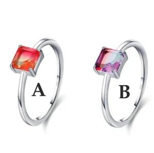 Exquisiter 925 Sterling Silber Princess Cut Turmalin Ring - Bild 1 von 5