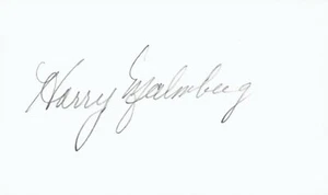 Harry Malmberg 1955 Detroit (Dezember 1976) signierte 3x5 Karteikarte mit JSA COA - Bild 1 von 2