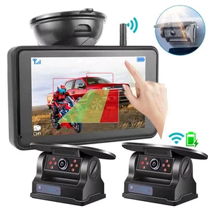 7" Wireless Solar Magnetic Backup Camera Touch Monitor BSD DVR KIT For Car Truck - Picture 1 of 19
