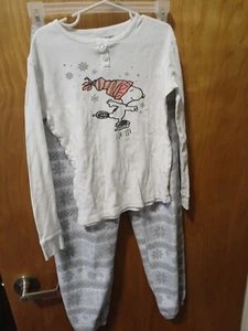 GIRLS PEANUTS SNOOPY PAJAMA SET 2 PIECE SIZE 12 - Picture 1 of 2