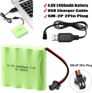 Paquete de baterías 4,8 V 2400 mAh NI-MH AA SM-2P enchufe de 2 pines + cargador para coche de radiocontrol camión Reino Unido - Imagen 1 de 9
