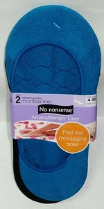 2 Pairs No Nonsense Aromatherapy Liner Massaging Soles Shoe SZ 4-10 BLUE & BLACK - Picture 1 of 1