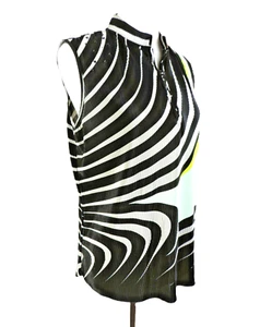 JAMIE SADOCK Sleeveless Pleated Golf Tennis Active Shirt Top Black Sz L 1/4 Zip - Picture 1 of 15