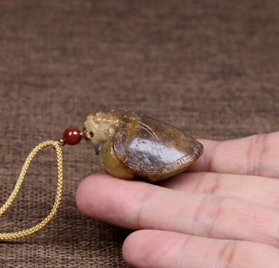 30G Certified 100% Hetian jade Raw stone carving~Dragon turtle 和田玉籽料青花原石随形雕刻，龙龟 - Image 1 of 4