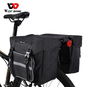 WEST BIKING Bike Double Panniers Bicycle Bag Waterproof Rear Rack Pack Bag 25L - Picture 1 of 15