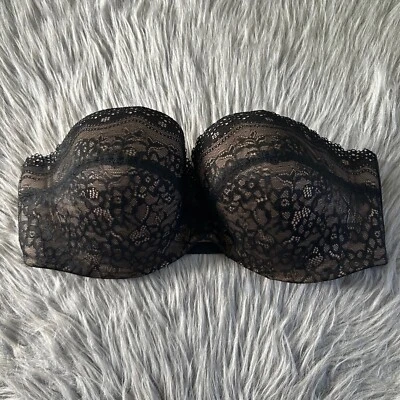 Sujetador sin tirantes ligeramente forrado B.tempt'd para mujer talla 38D negro encaje con aros Foto 1 de 4