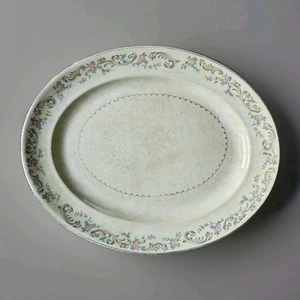 Piatto da portata ovale vintage Paden City Pottery 16" modello duchessa rosa blu... - Foto 1 di 3