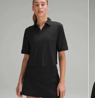 Camisa polo Lululemon Swiftly Tech ajuste relaxado tamanho 6 cropped preta - Imagem 1 de 4